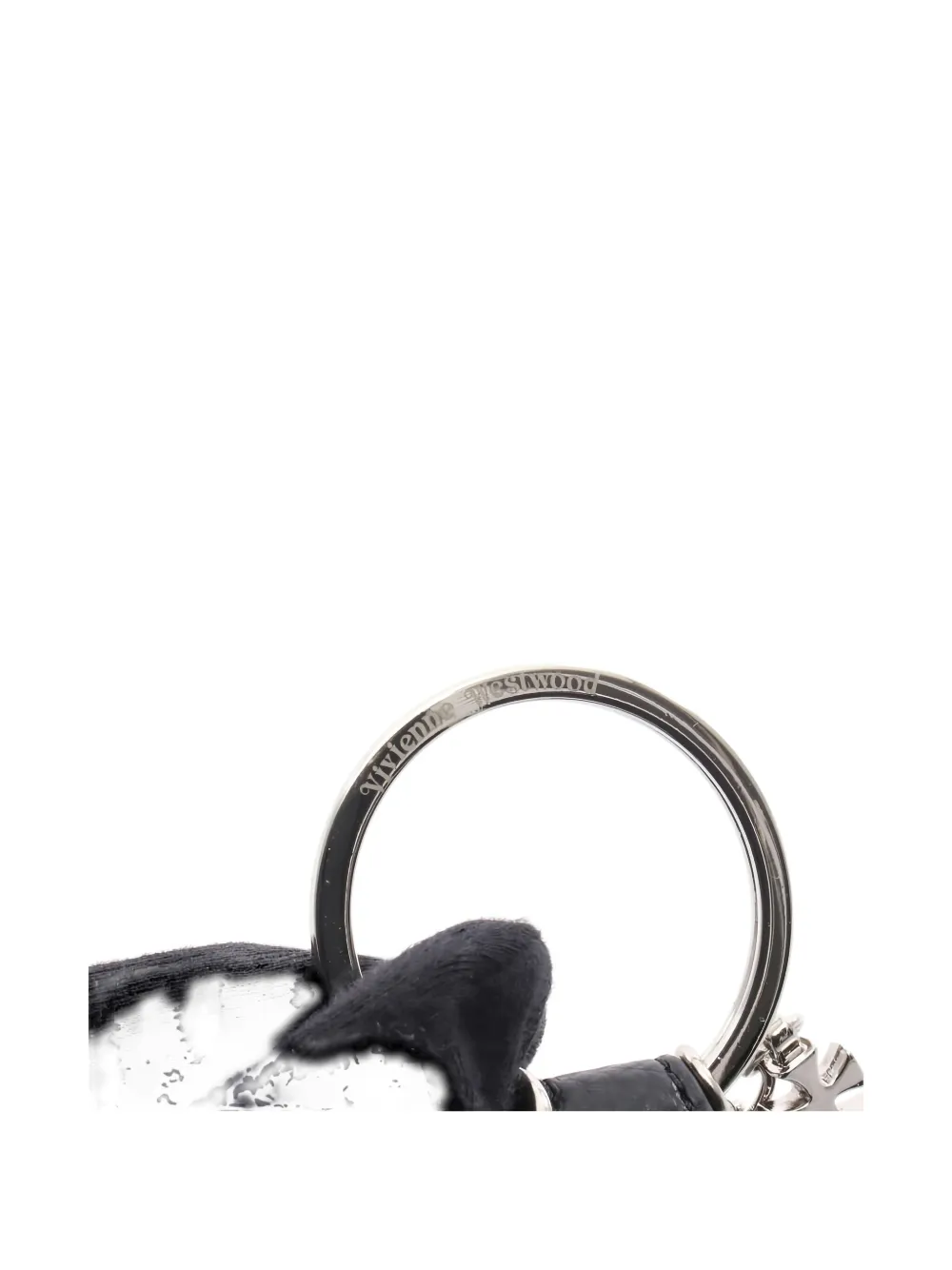 Pre-owned Vivienne Westwood 2020s Orb Leather Keyring In Silver