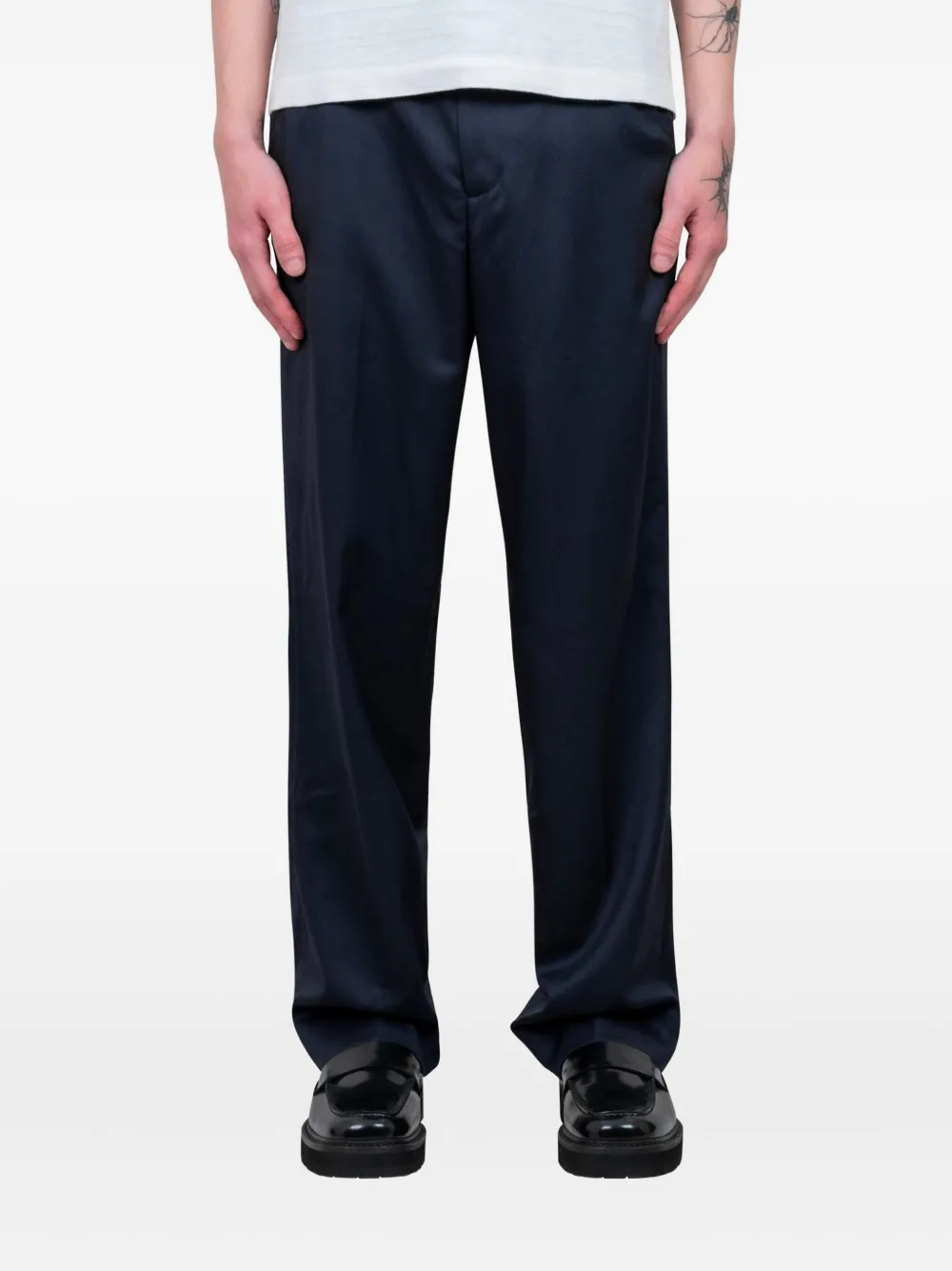Another Aspect 1.0 tonal-stitching trousers | Blue | Image 1