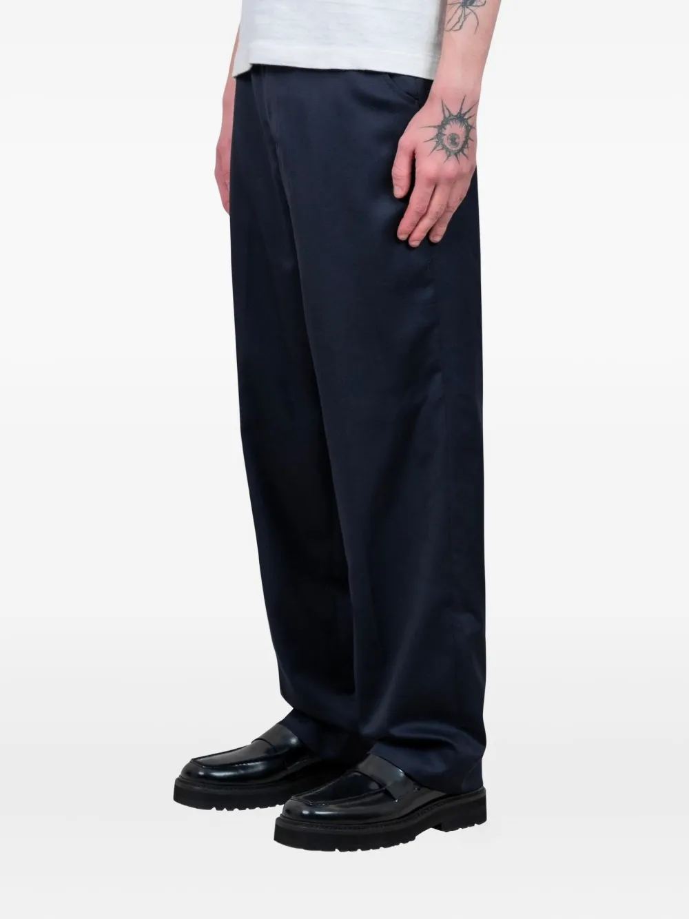 Another Aspect 1.0 tonal-stitching trousers - Blauw
