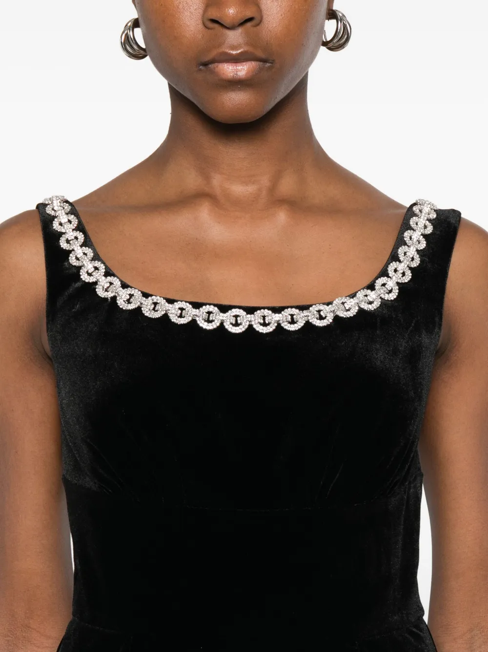 Self-Portrait Jurk verfraaid met kettingen Zwart