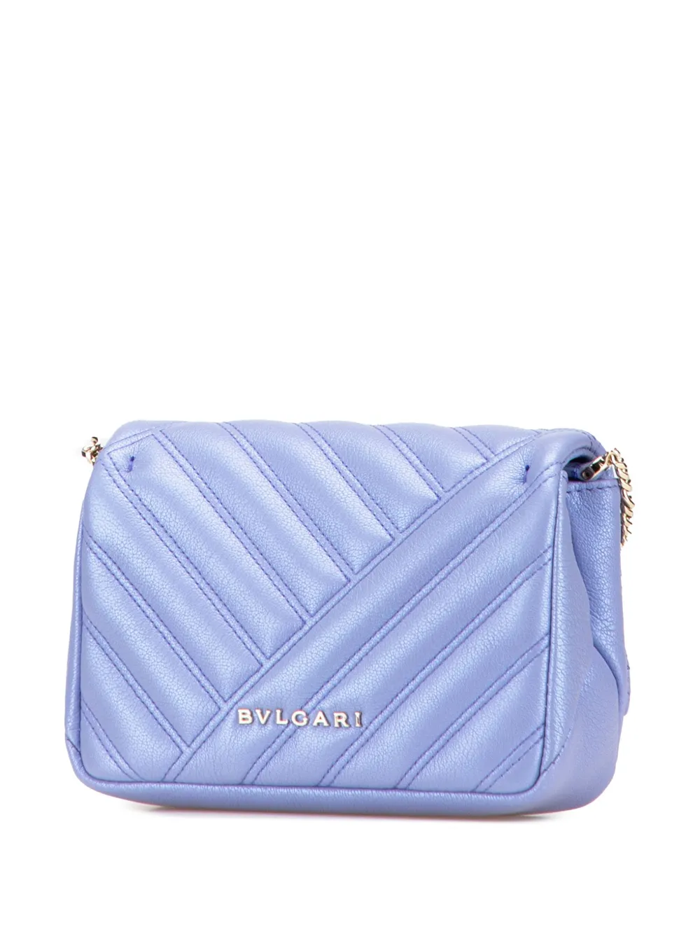 Pre-owned Bvlgari 2010-2025 Leather Serpenti Cabochon Chain Crossbody Bag In Purple