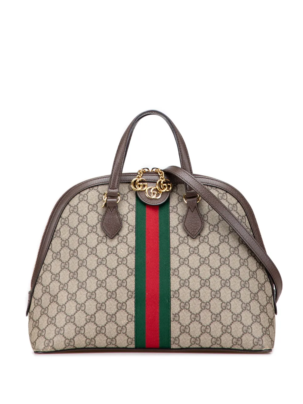 Gucci Pre-Owned 2000-2015 Medium GG Supreme Ophidia Web satchel - ブラウン Gucci Pre-Owned 2000-2015 Medium GG Supreme Ophidia Web satchel - ブラウン