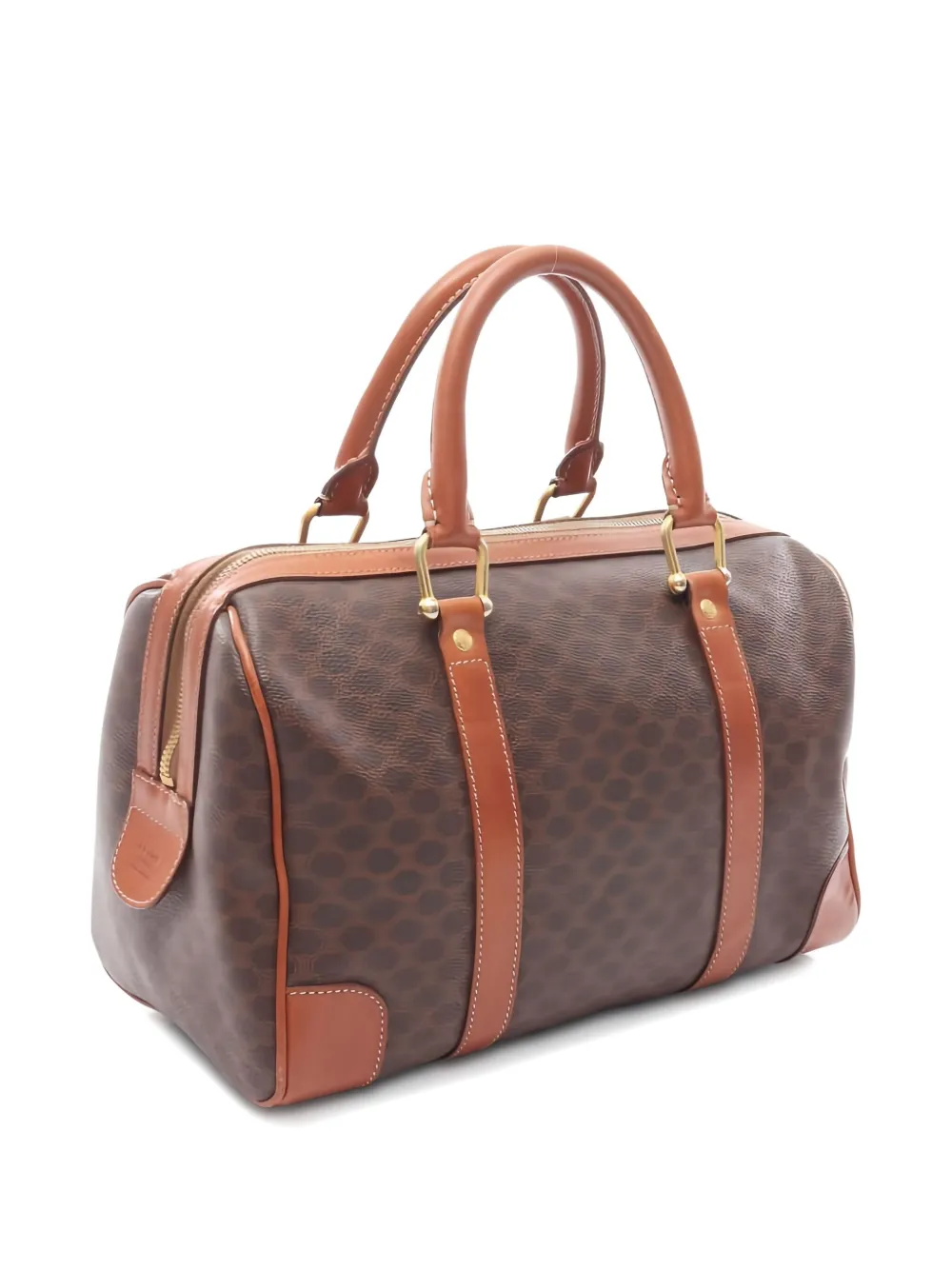 Pre-owned Celine 2000s Pattern Mini Boston Bag In Brown