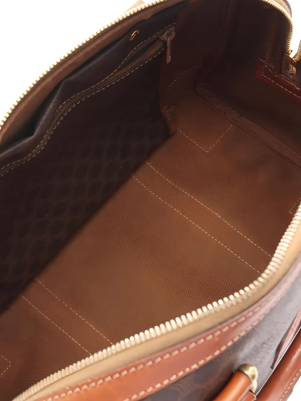 Pre-owned Celine 2000s Pattern Mini Boston Bag In Brown