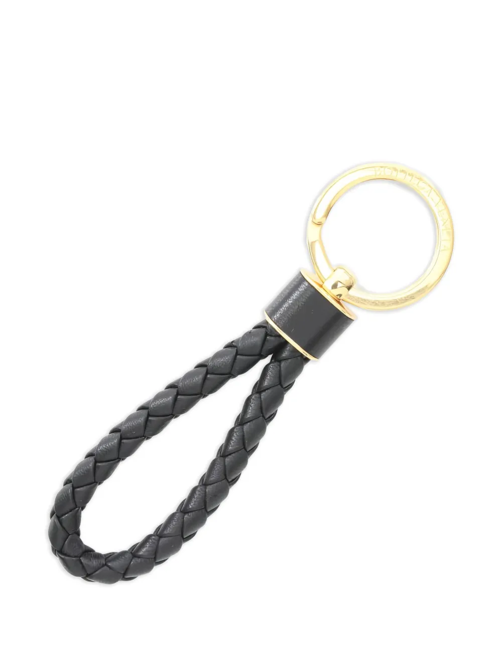 Pre-owned Bottega Veneta 2020s Intrecciato Key Ring In Black
