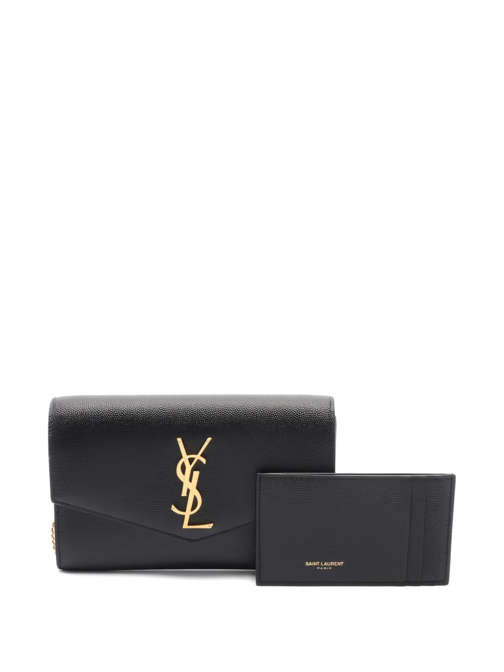 Pre-owned Saint Laurent 2020s Uptown Logo-plaque Leather Cross Body Bag In Black