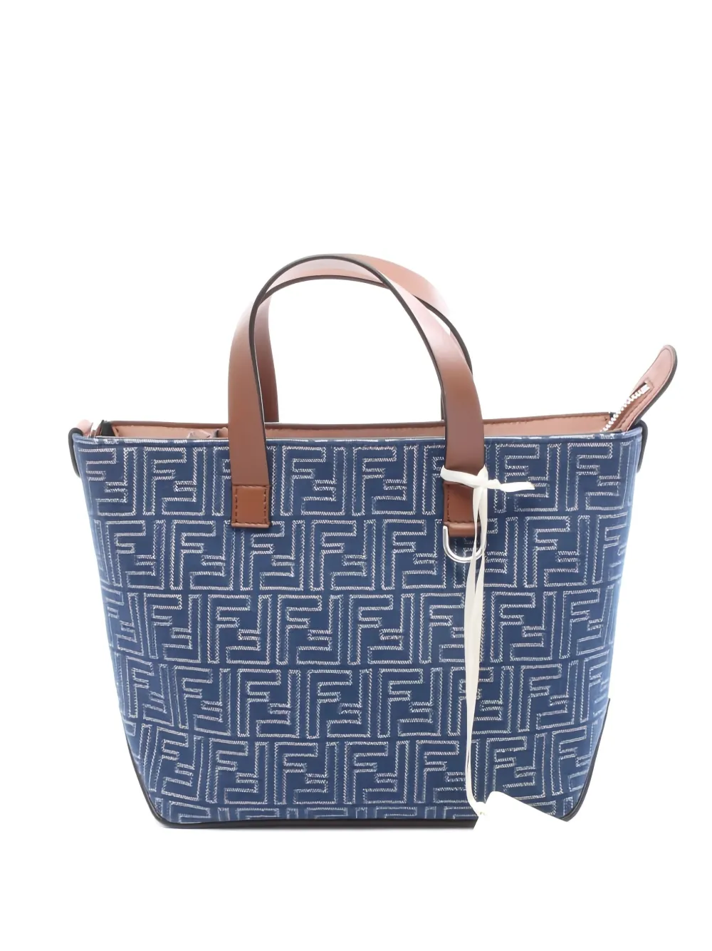 Pre-owned Fendi Small Ff-motif Shopping Bag In Blue
