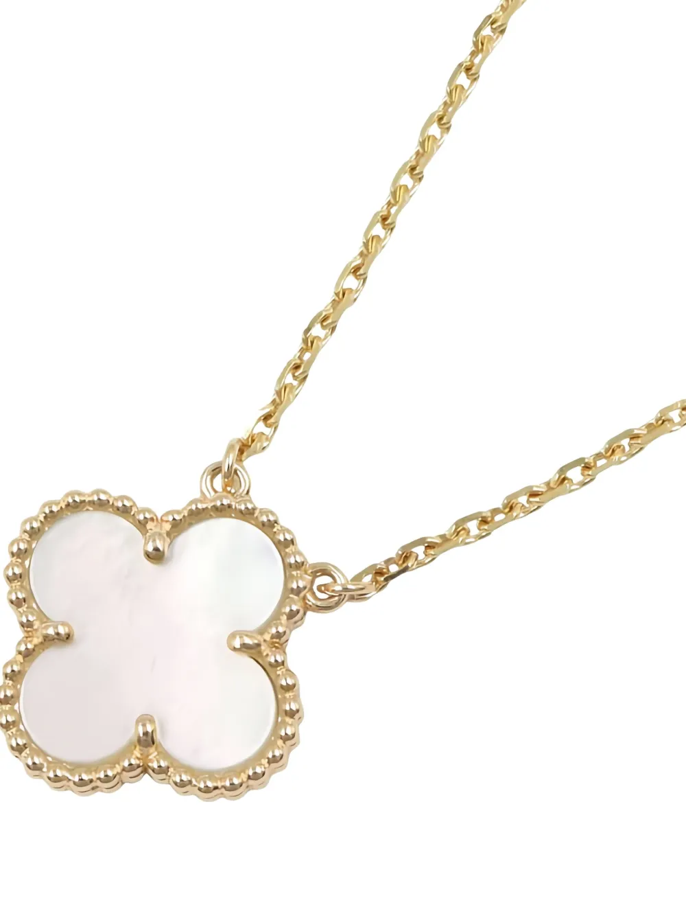 Pre-owned Van Cleef & Arpels 2010s 18k Yellow Gold Alhambra Mother Of Pearl Necklace