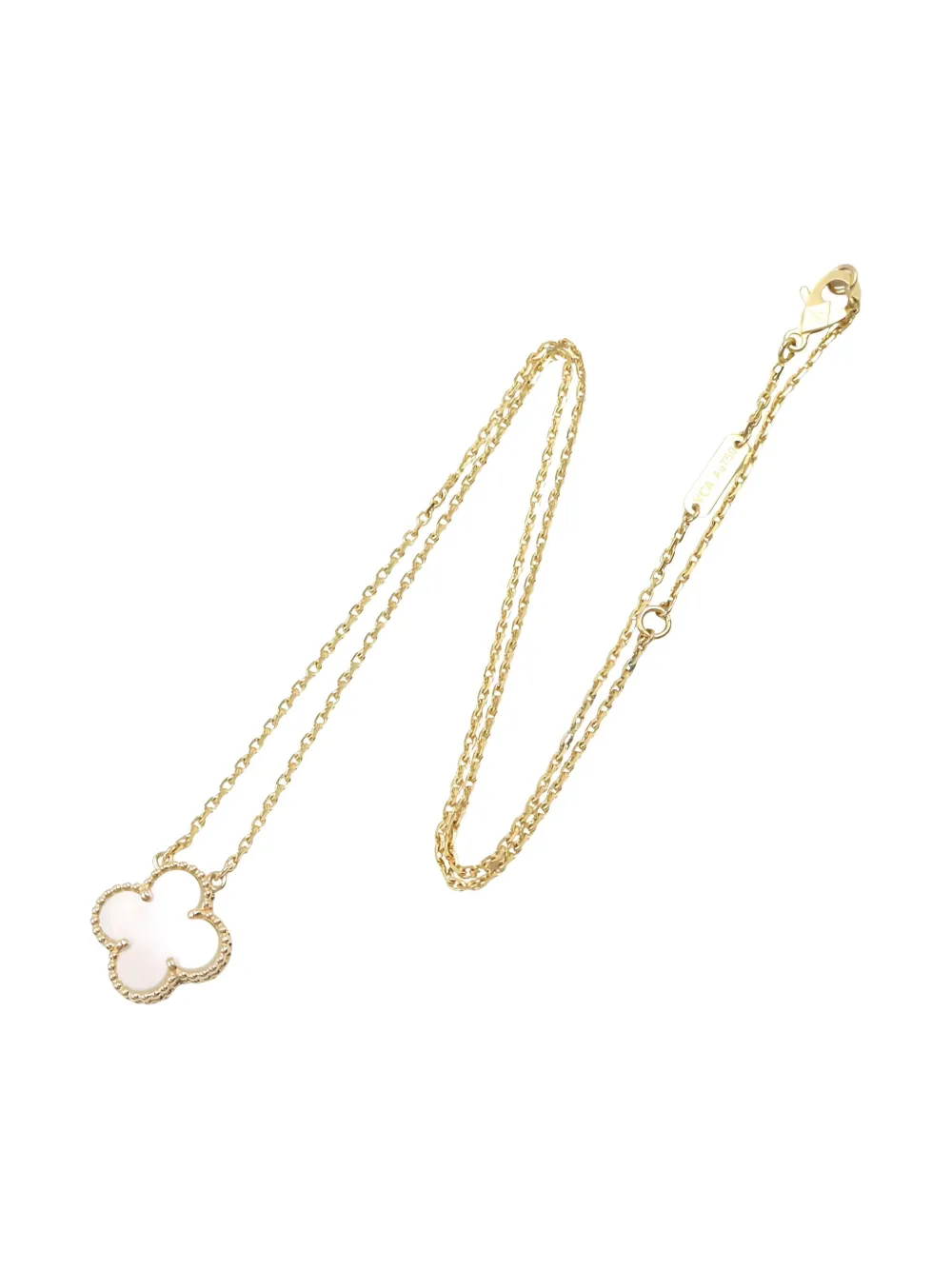 Pre-owned Van Cleef & Arpels 2010s 18k Yellow Gold Alhambra Mother Of Pearl Necklace