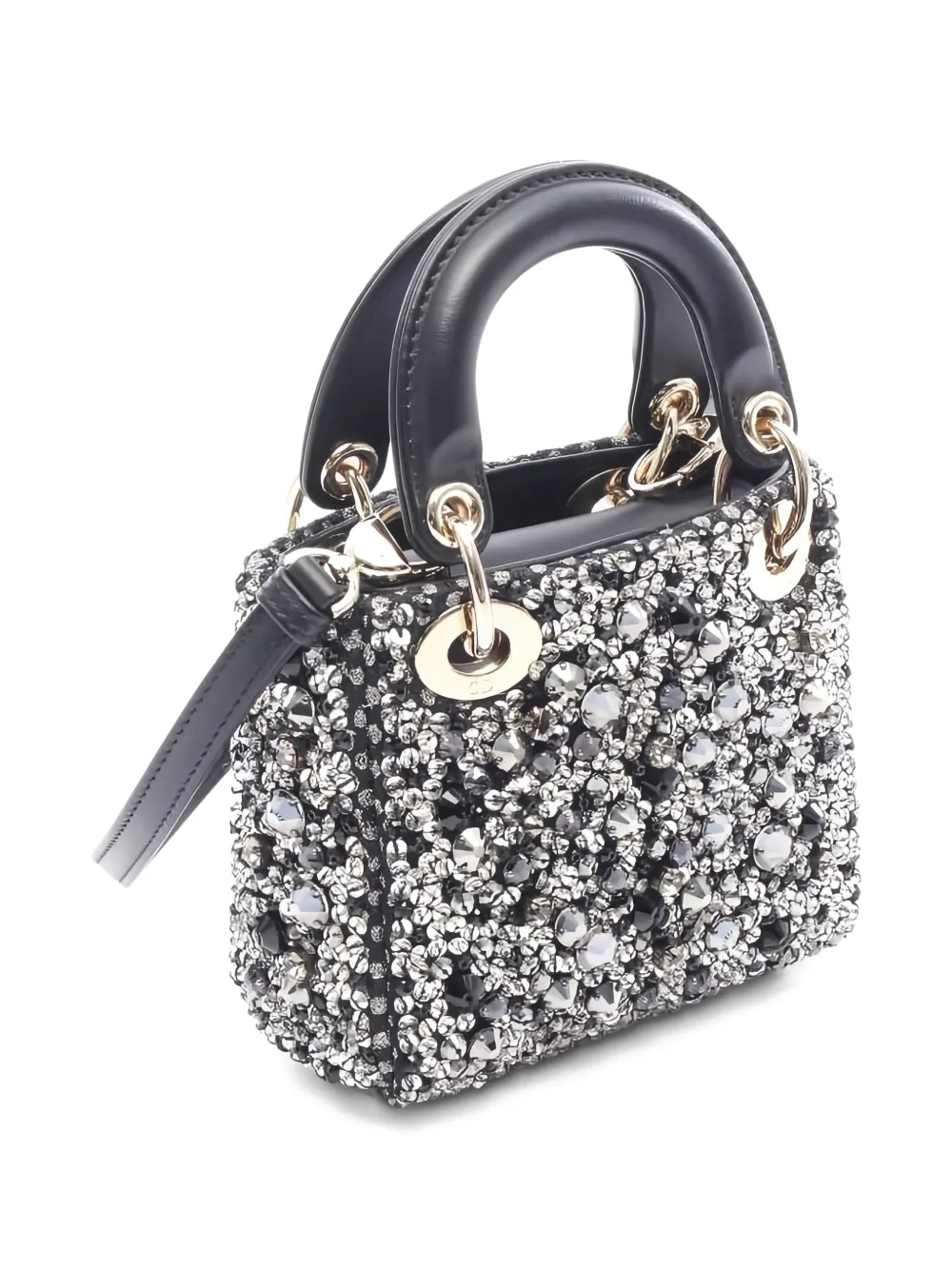 Christian Dior Pre-Owned 2010s micro Lady Dior rhinestone leather handbag | Pre-Owned | Image 2