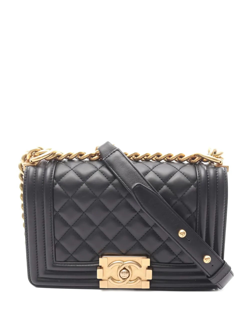 CHANEL Pre-Owned 2019 small Boy chain-strap cross body bag - ブラック CHANEL Pre-Owned 2019 small Boy chain-strap cross body bag - ブラック
