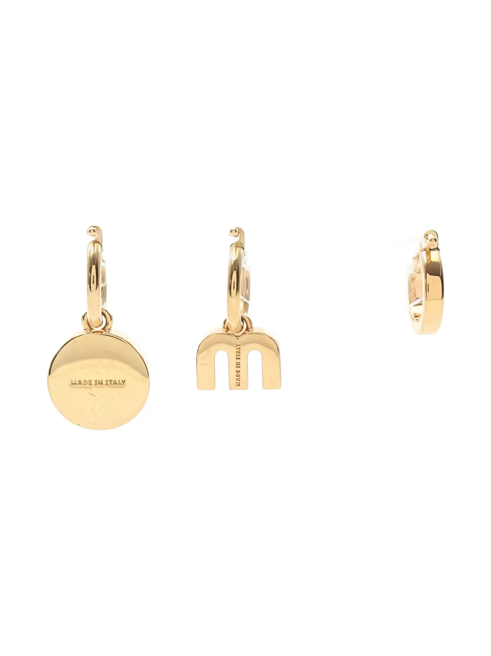 Pre-owned Miu Miu Logo-charm Hoop Earrings (set Of Three) In Gold