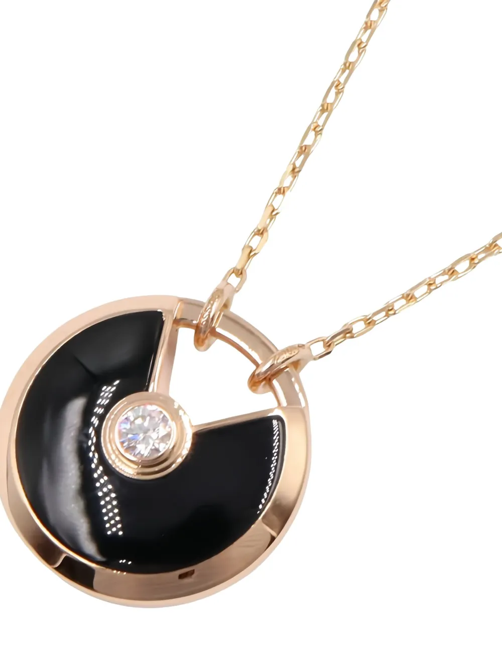 Pre-owned Cartier Silver Amulette De  Diamond And Onyx Necklace In Gold
