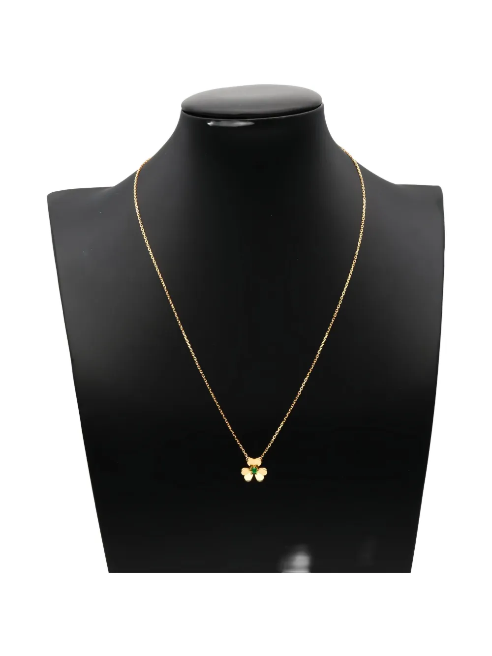 Pre-owned Van Cleef & Arpels 2010s 18k Yellow Gold Frivole Pendant Emerald Necklace