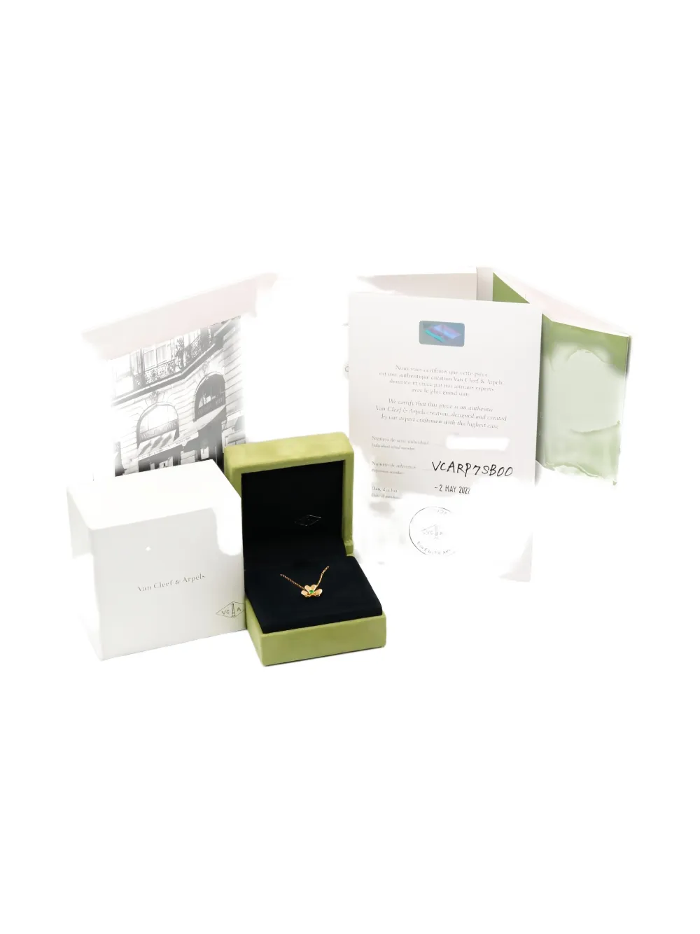 Pre-owned Van Cleef & Arpels 2010s 18k Yellow Gold Frivole Pendant Emerald Necklace