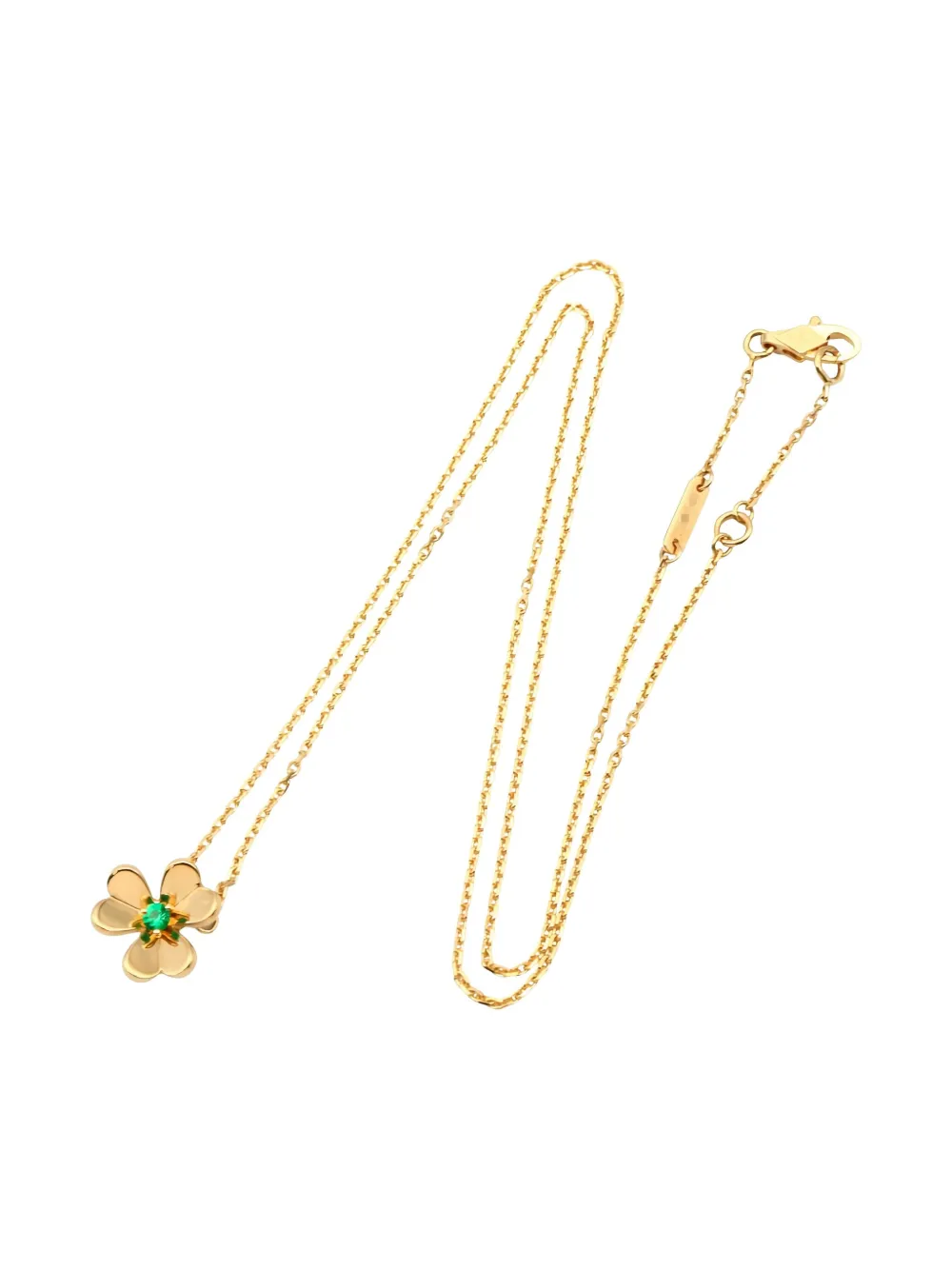 Pre-owned Van Cleef & Arpels 2010s 18k Yellow Gold Frivole Pendant Emerald Necklace