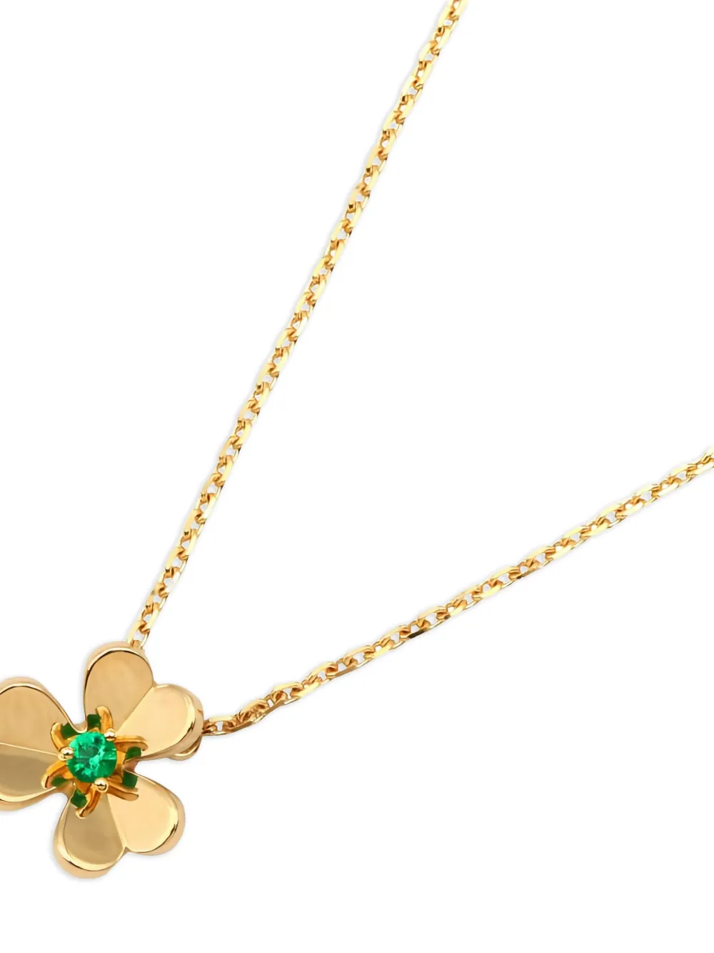 Van Cleef & Arpels Pre-Owned 2010s 18K yellow gold Frivole pendant emerald necklace | Image 2