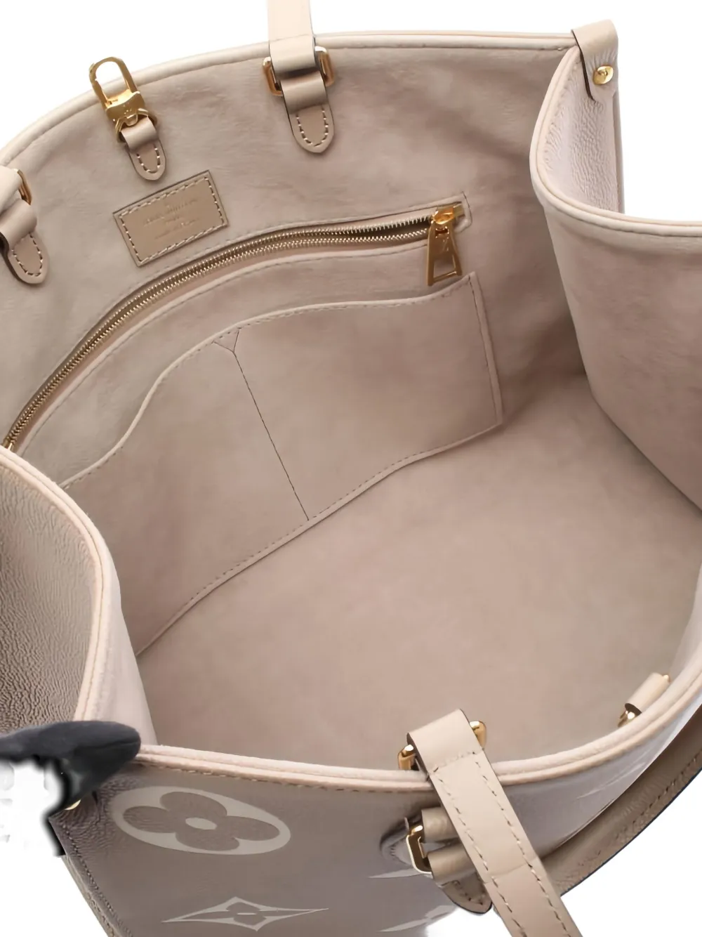 Pre-owned Louis Vuitton On-the-go Mm Monogram Leather Shoulder Bag In Neutral