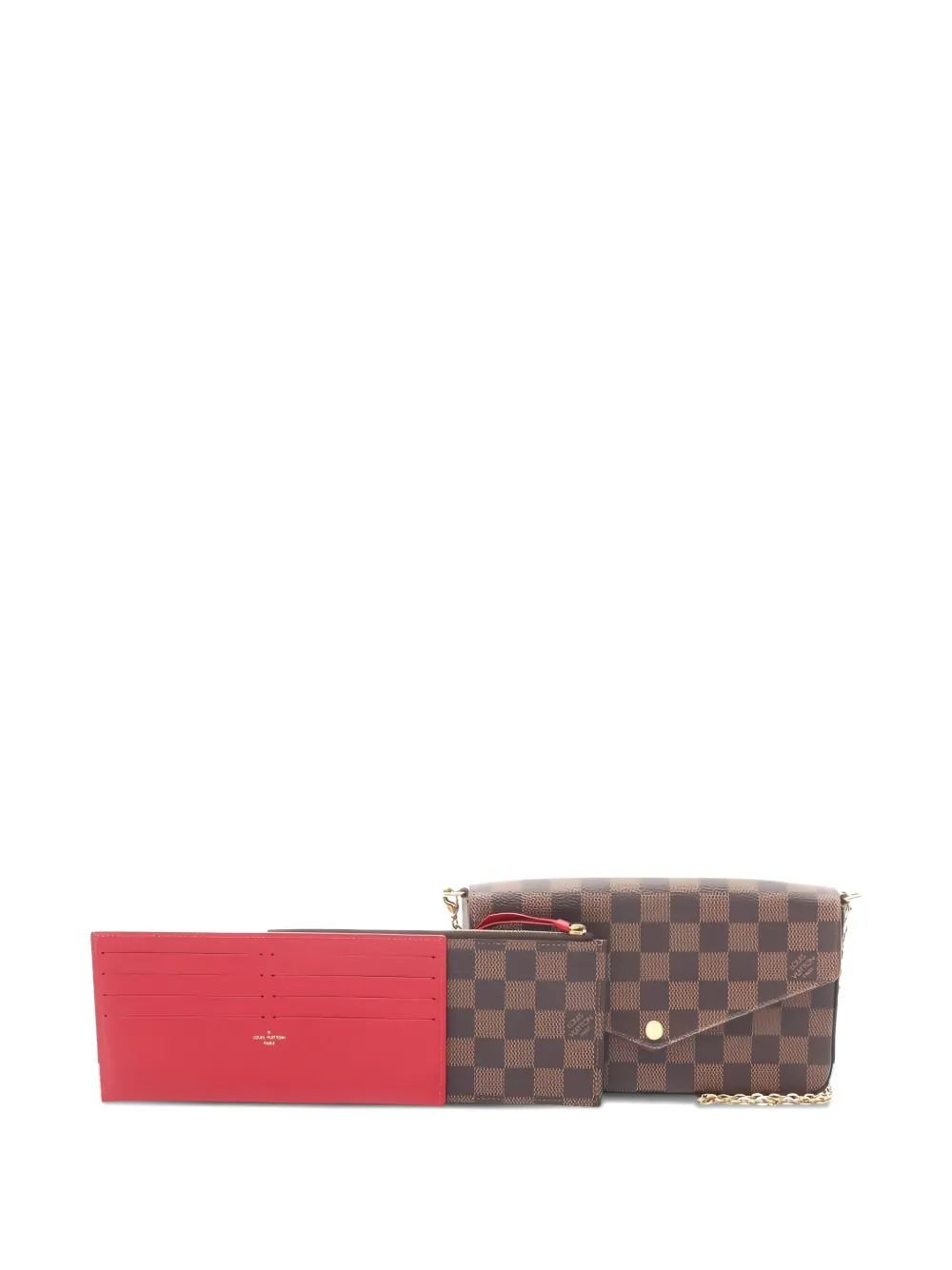 Pre-owned Louis Vuitton 2019 Félicie Damier Ebène Canvas Wallet In Brown