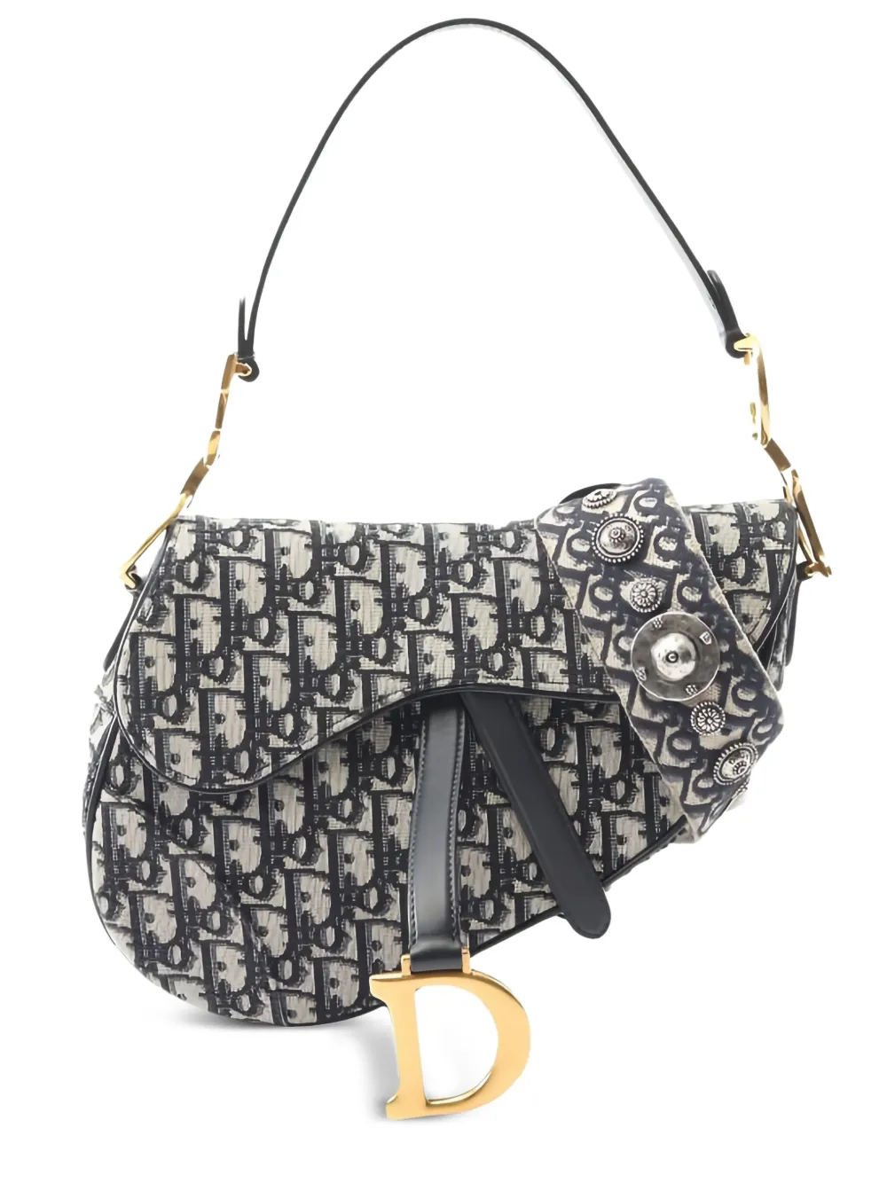 Pre-owned Dior Canvas Saddle Bag In Blue