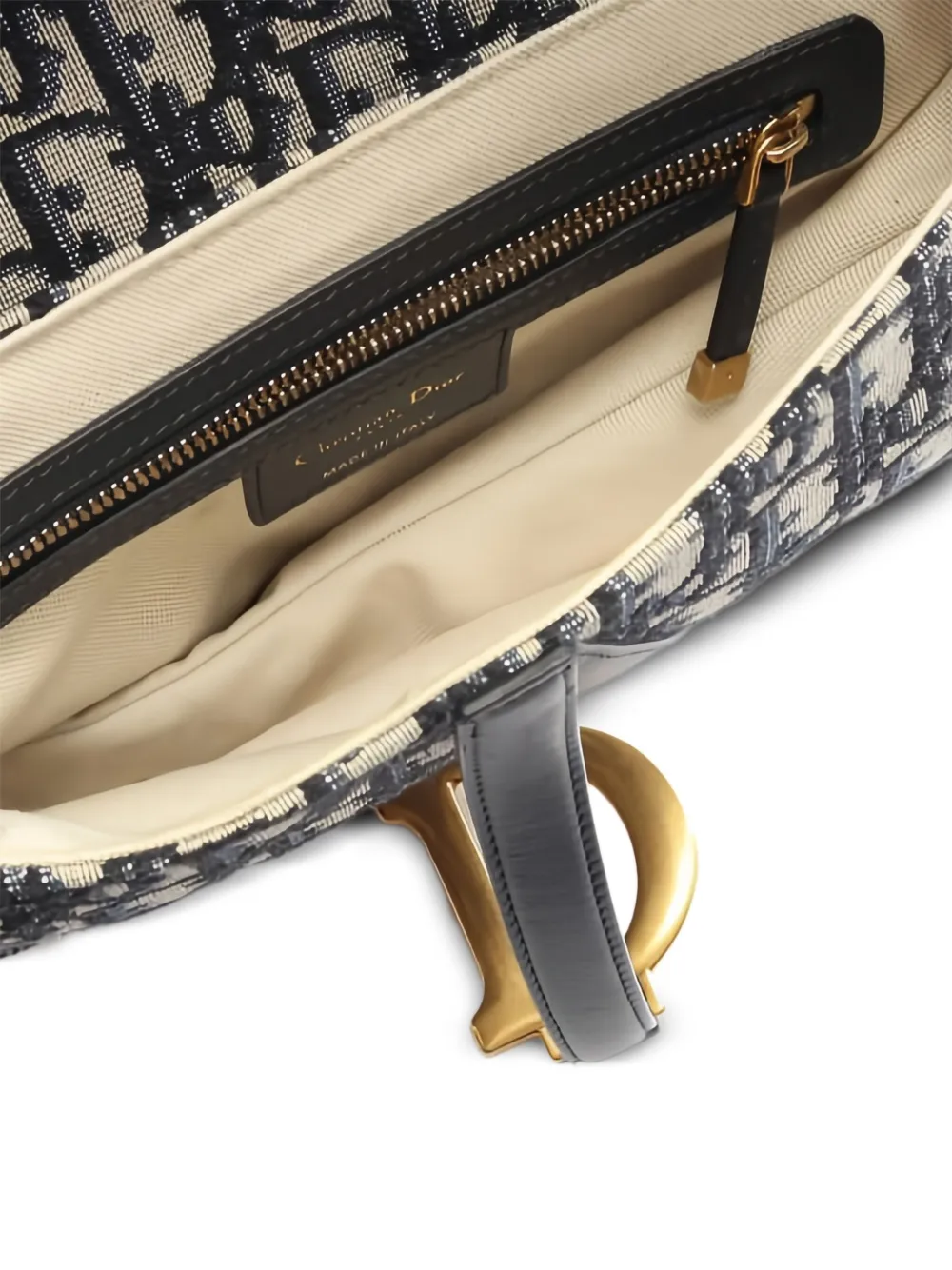 Pre-owned Dior Canvas Saddle Bag In Blue