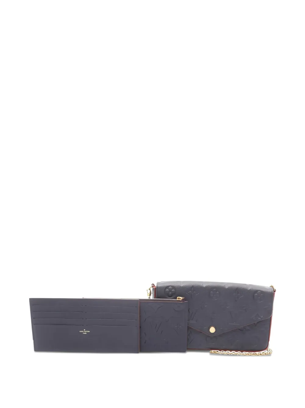 Pre-owned Louis Vuitton Pochette Félicie Chain Wallet In Blue