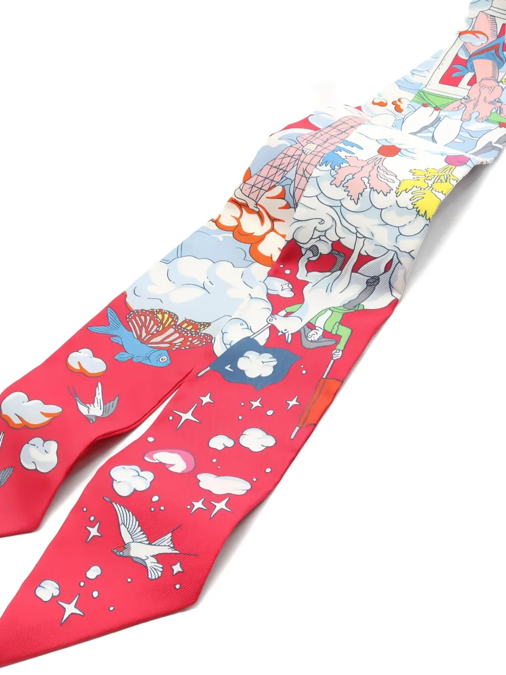 Pre-owned Hermes Sur Mon Nuage Scarf In Red