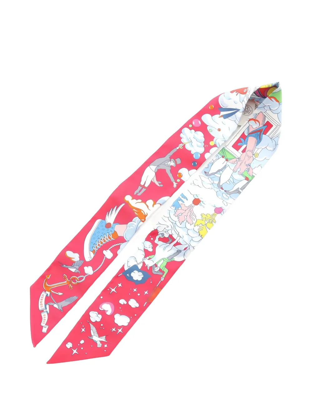 Pre-owned Hermes Sur Mon Nuage Scarf In Red