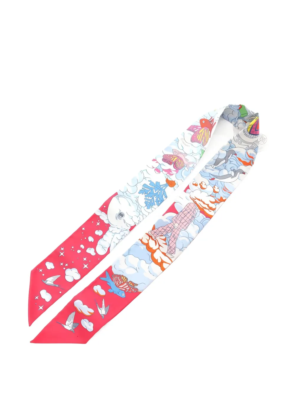 Pre-owned Hermes Sur Mon Nuage Scarf In Red