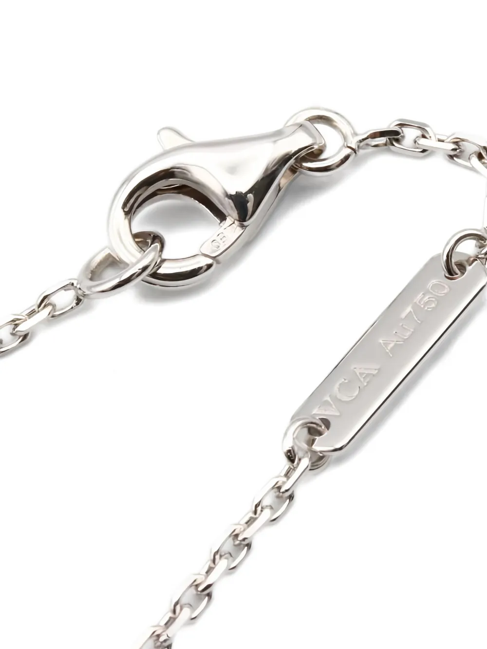 Pre-owned Van Cleef & Arpels 2020s 18k White Gold Alhambra Turquoise Necklace In Silver