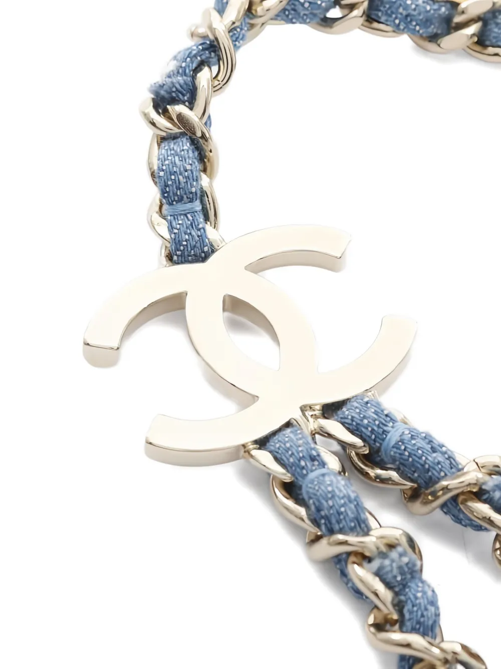 Pre-owned Chanel Coco Mark Chain Belt In Blue