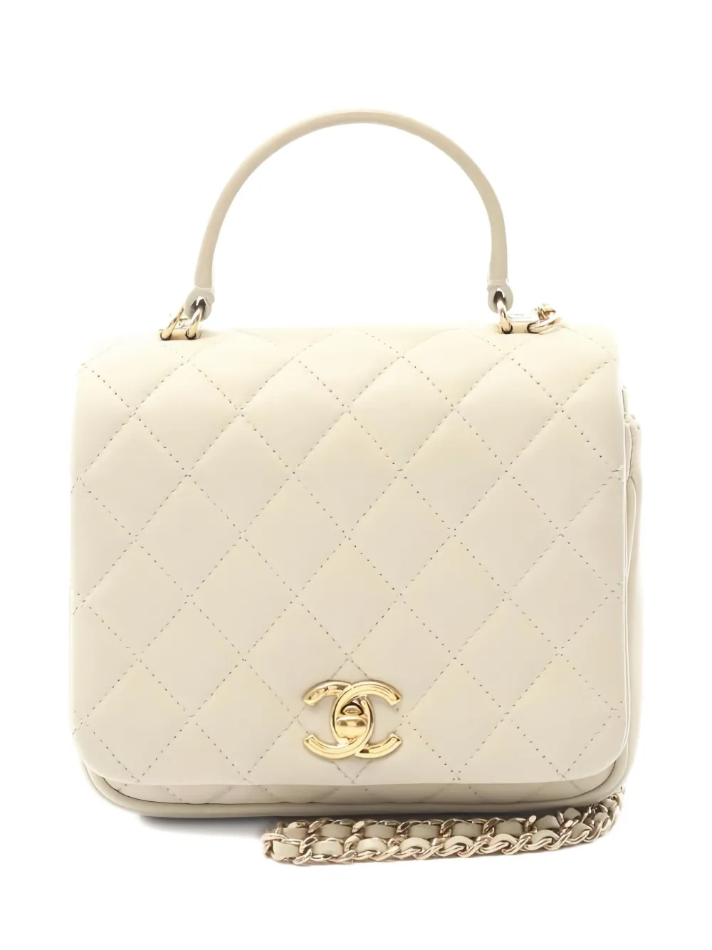 Pre-owned Chanel 2018 Matelasse Top-handle Cross Body Bag In Neutral