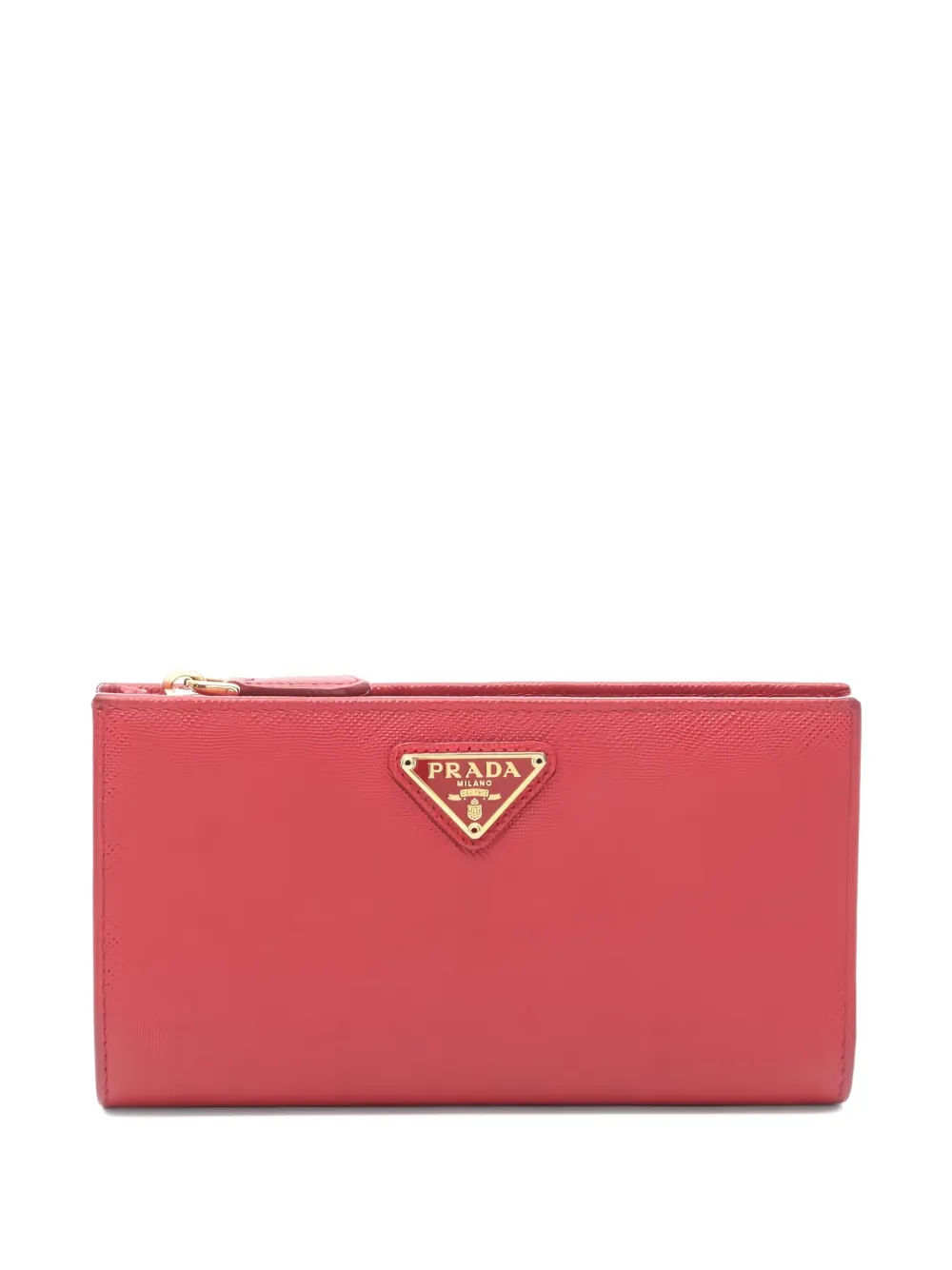 Pre-owned Prada Triangle-logo Bi-fold Wallet In Red