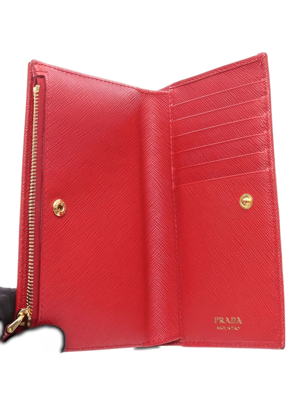 Pre-owned Prada Triangle-logo Bi-fold Wallet In Red
