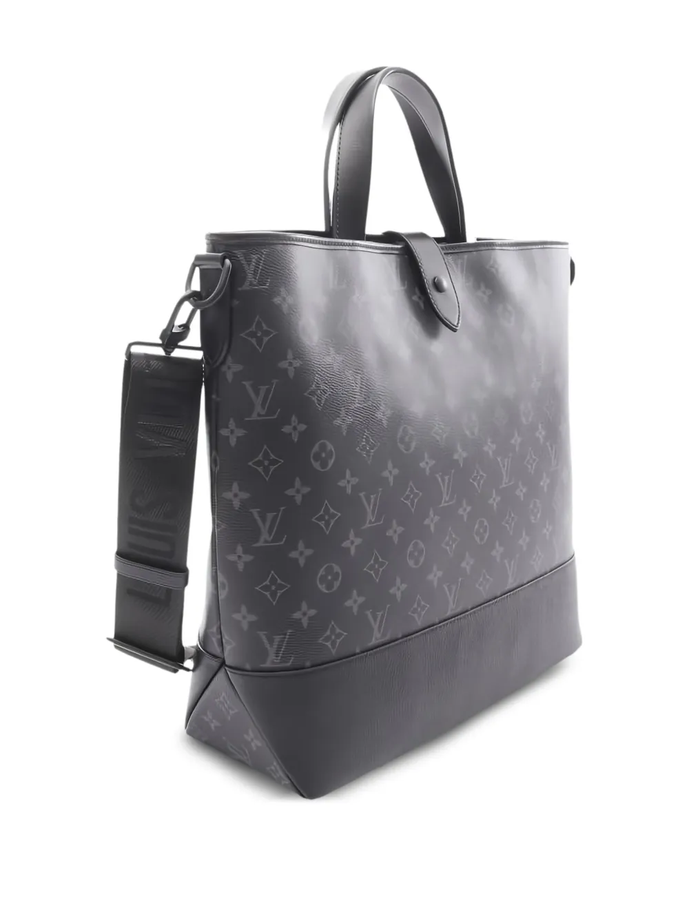 Pre-owned Louis Vuitton 2020s Monogram Eclipse Saumur Tote Bag In Black