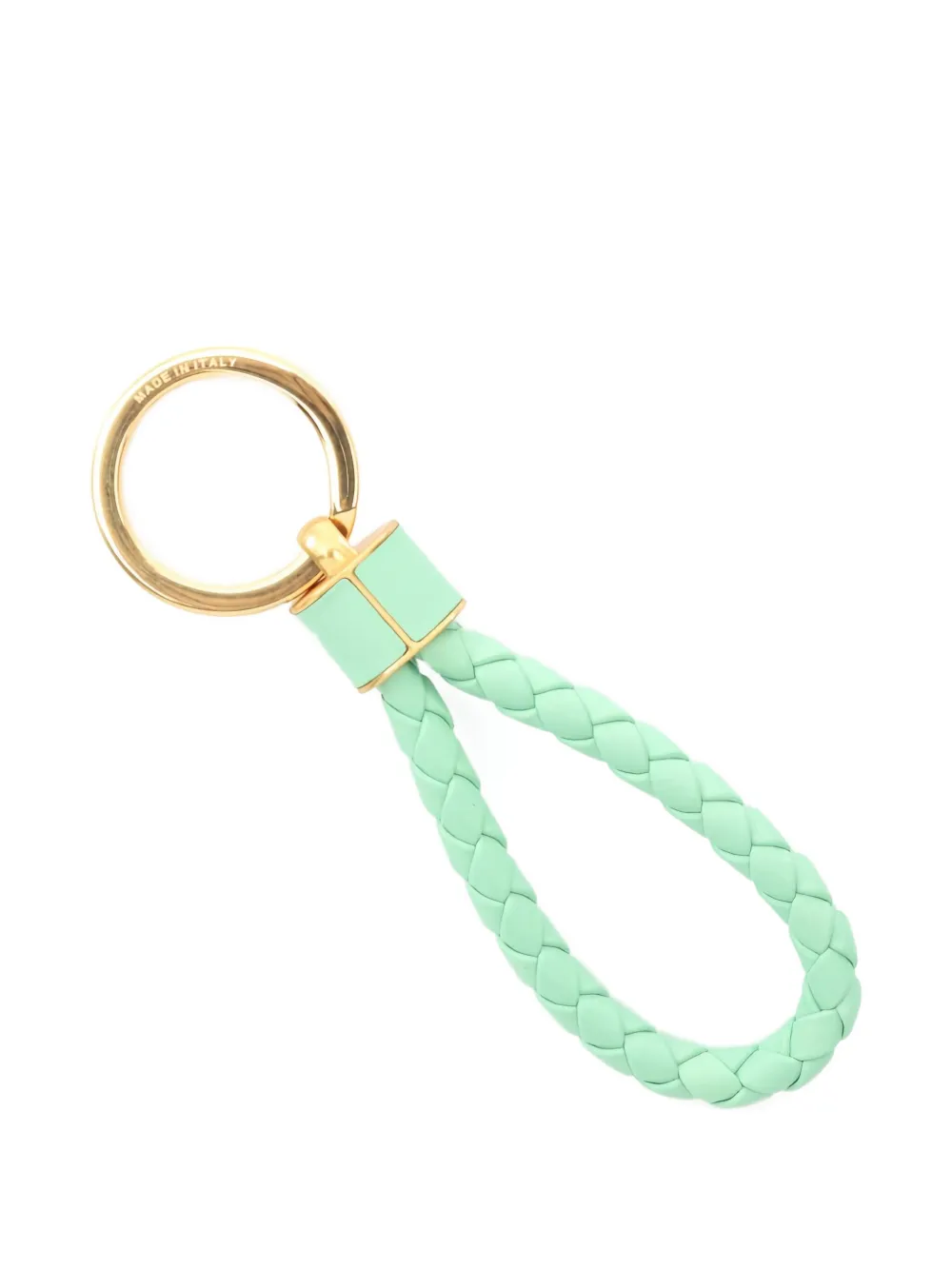 Pre-owned Bottega Veneta 2020s Intrecciato Leather Keyring In Gold