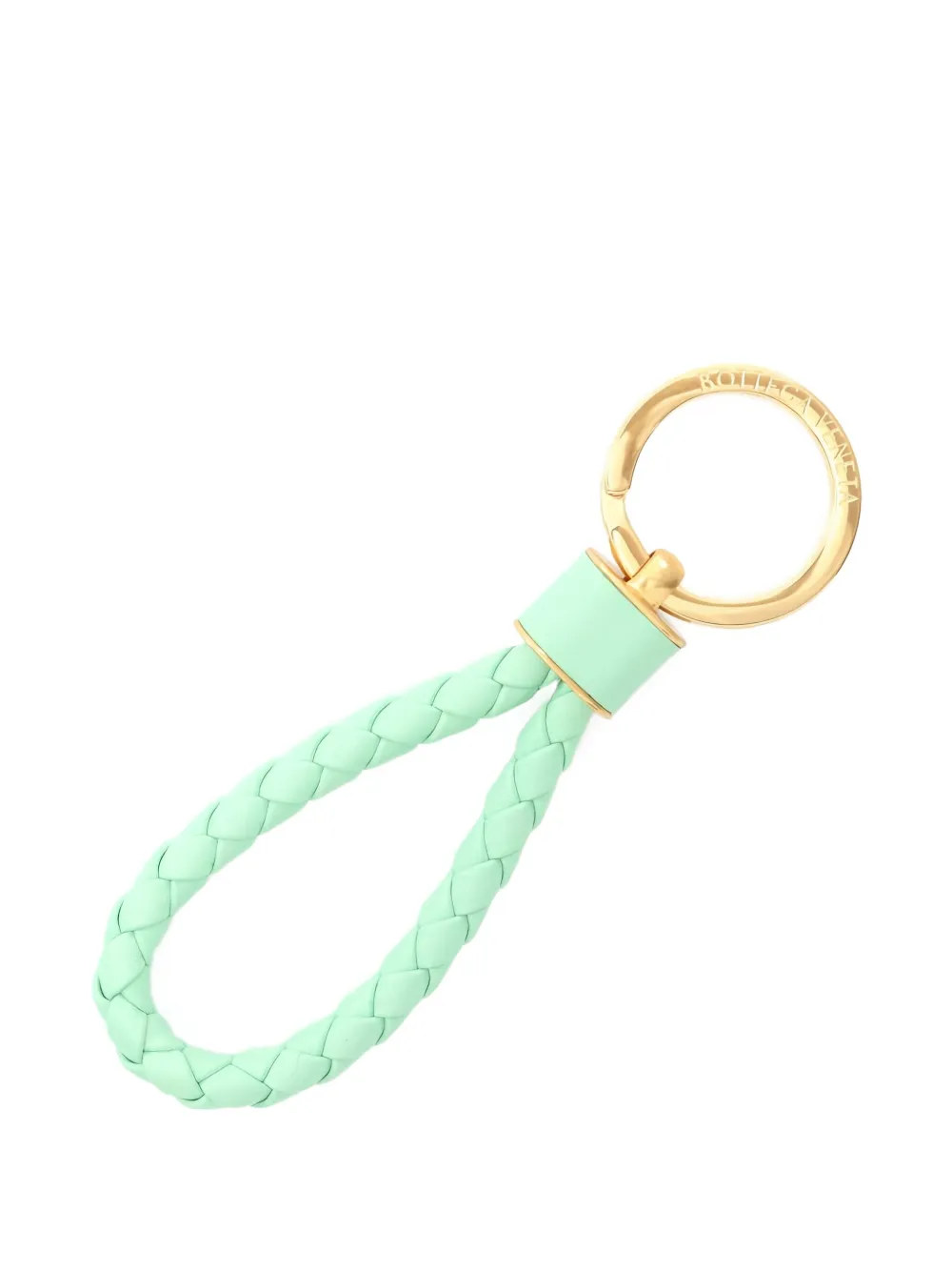 Pre-owned Bottega Veneta 2020s Intrecciato Leather Keyring In Gold