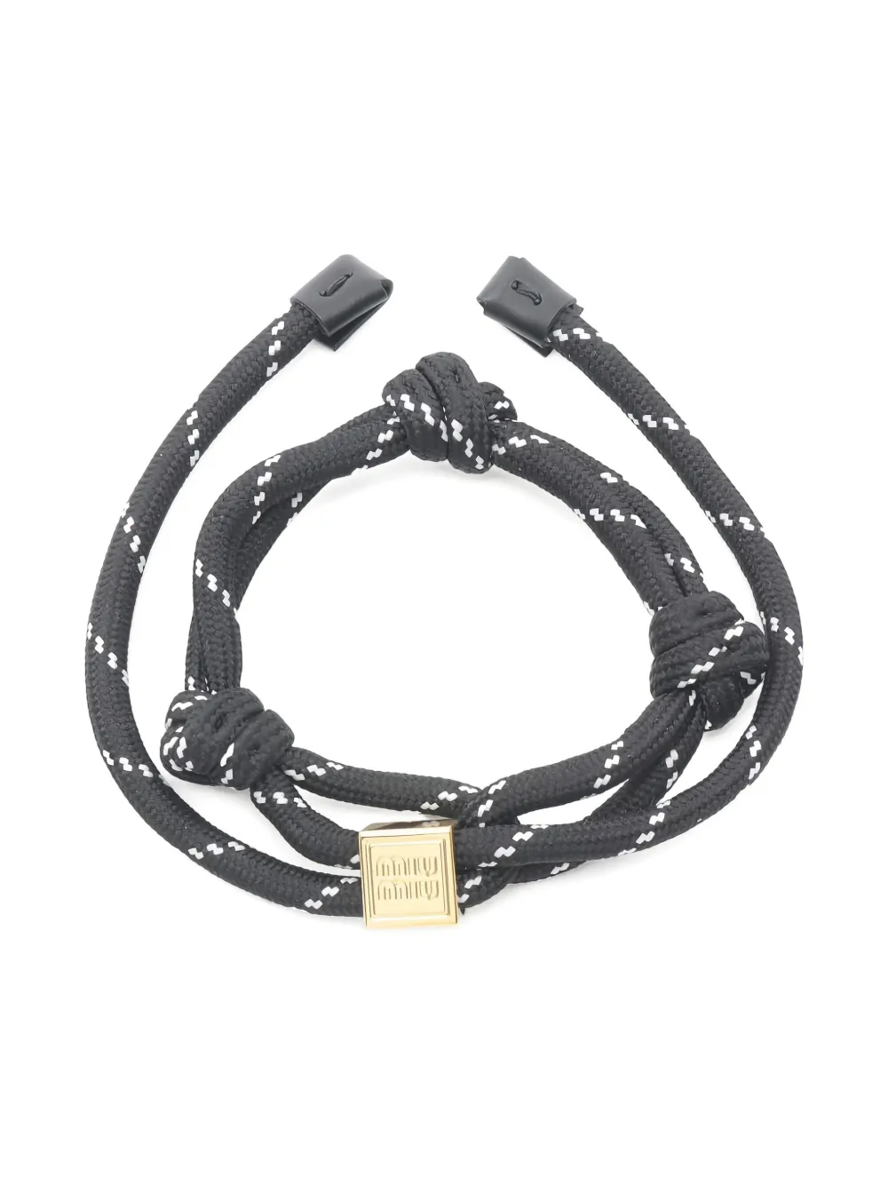 Pre-owned Miu Miu Logo-charm Bracelet In Black