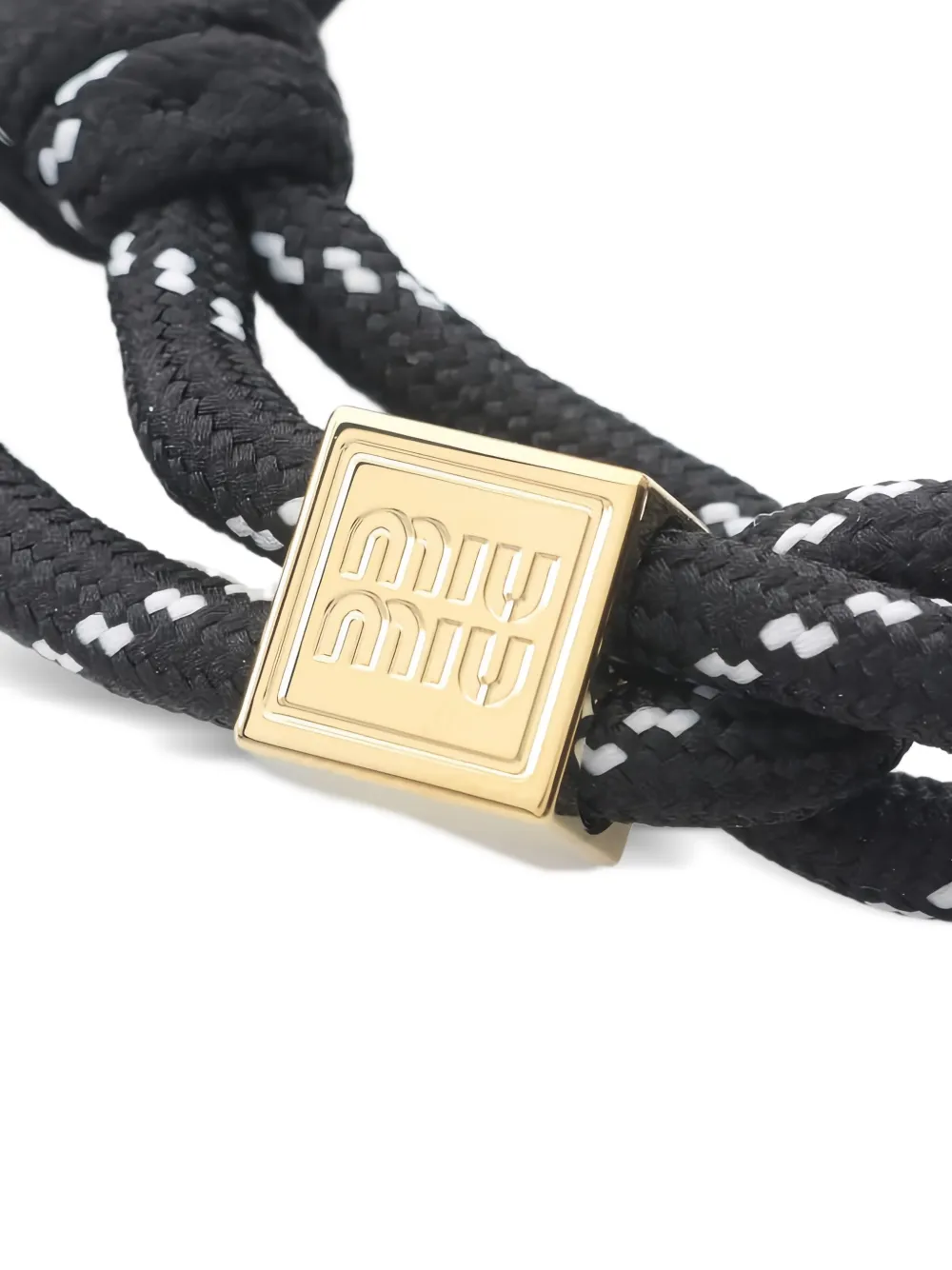 Pre-owned Miu Miu Logo-charm Bracelet In Black