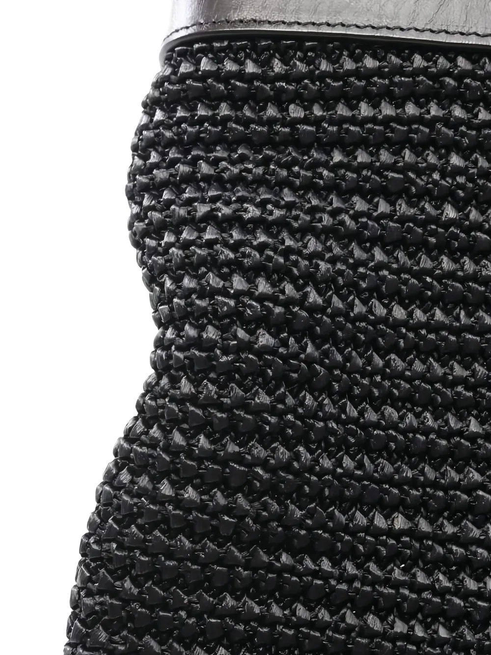 Pre-owned Saint Laurent 2000s Straw Leather Shoulder Bag In Black