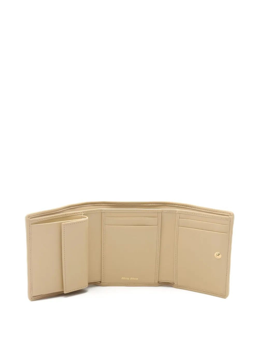 Pre-owned Miu Miu 2010s Matelassé Leather Tri-fold Wallet In Neutral
