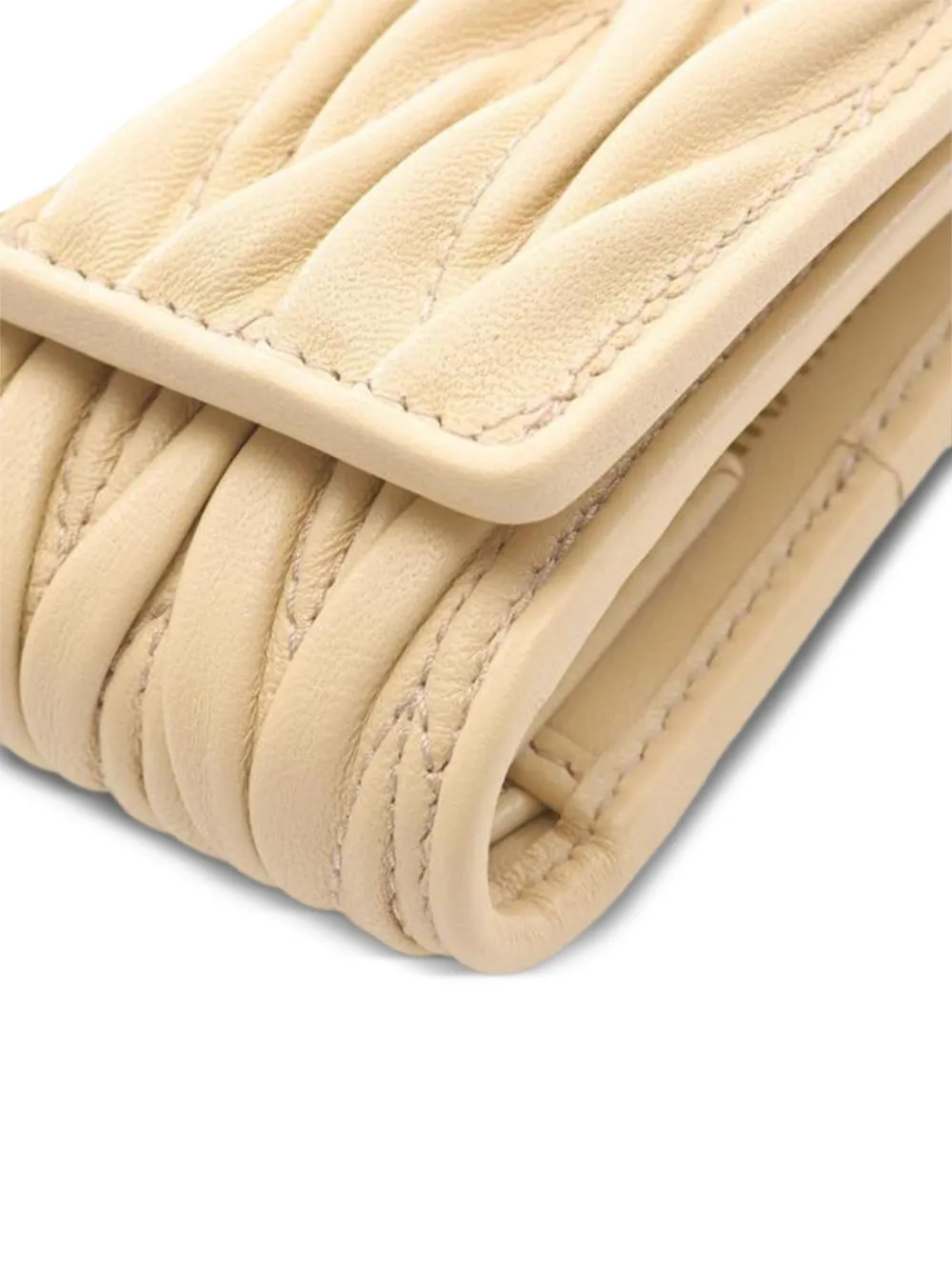 Pre-owned Miu Miu 2010s Matelassé Leather Tri-fold Wallet In Neutral