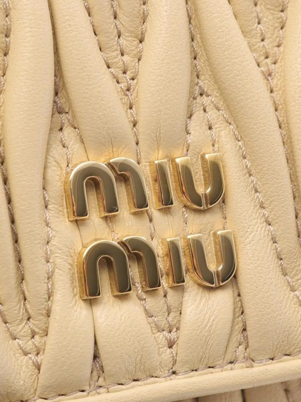 Pre-owned Miu Miu 2010s Matelassé Leather Tri-fold Wallet In Neutral