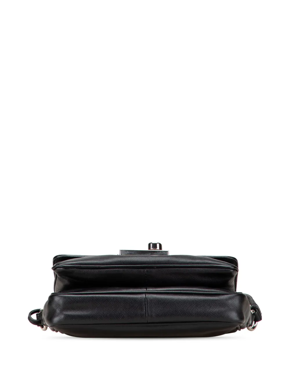 Pre-owned Prada 2000-2025 Saffiano Righe Sound Lock Crossbody Bag In Black