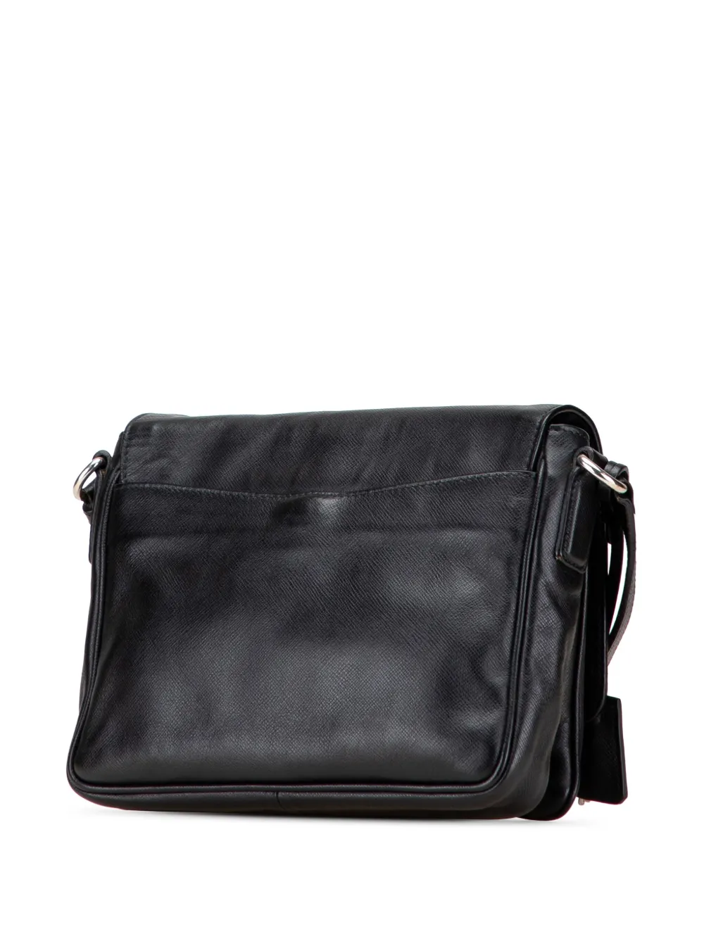 Pre-owned Prada 2000-2025 Saffiano Righe Sound Lock Crossbody Bag In Black