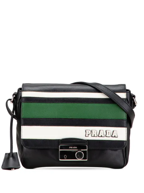 Prada Pre-Owned 2000-2025 Saffiano Righe Sound Lock crossbody bag