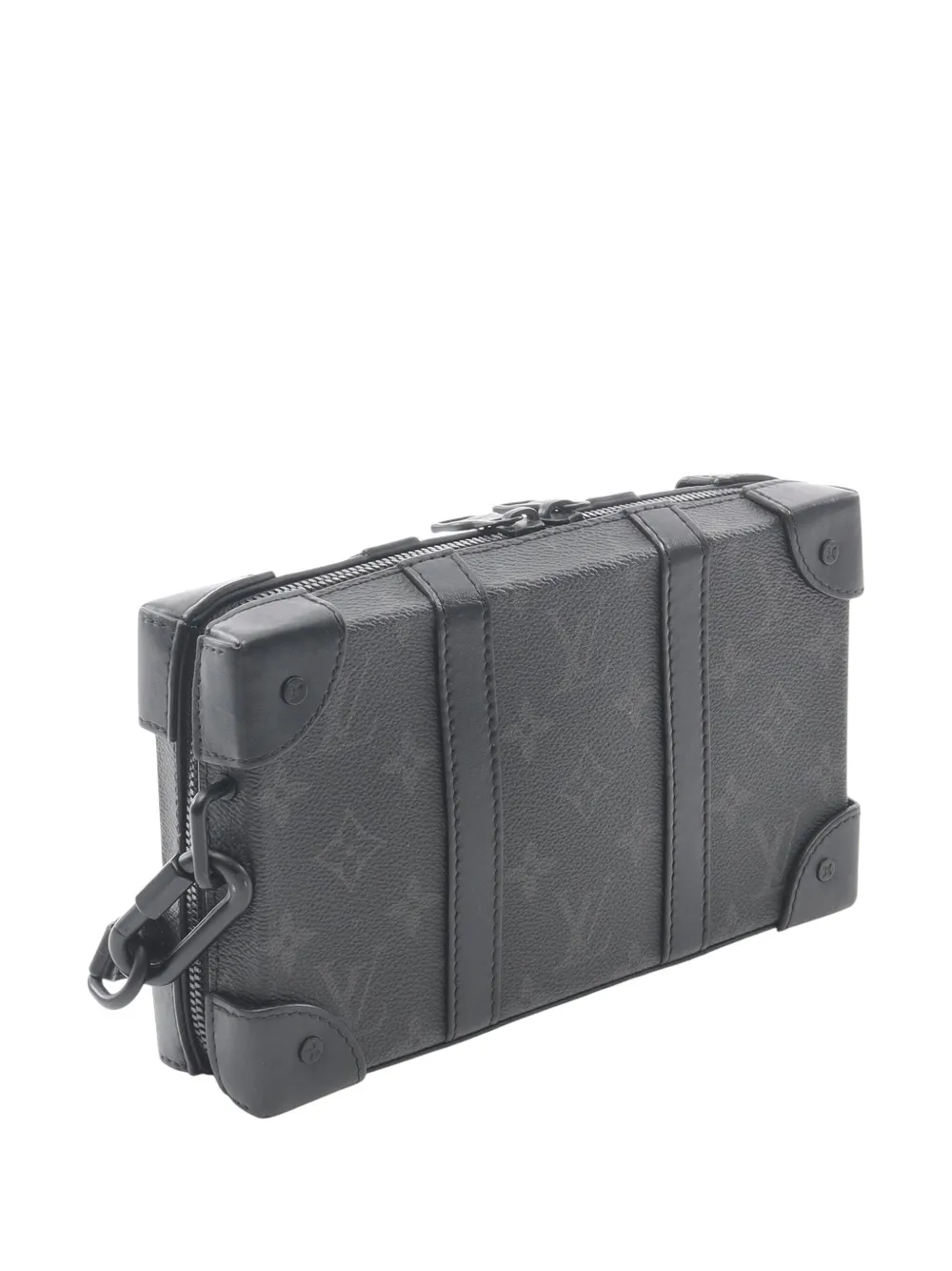Pre-owned Louis Vuitton 2021-2025 Monogram Eclipse Soft Trunk Wallet Crossbody Bag In Black