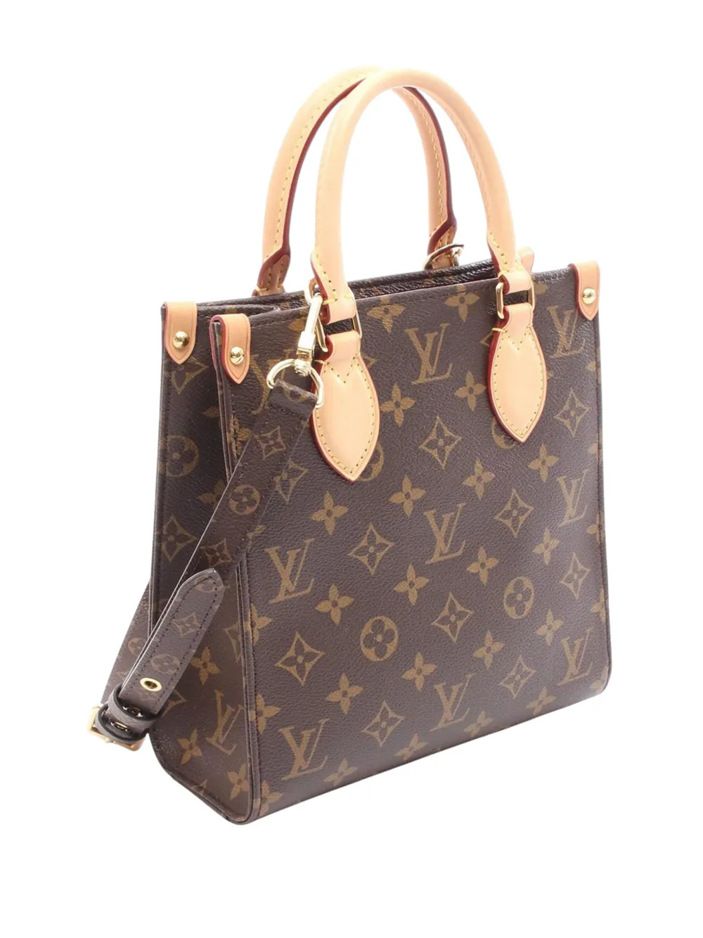 Pre-owned Louis Vuitton 2021-2025 Monogram Sac Plat Bb Satchel In Brown