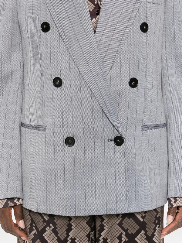 Stella McCartney Pinstripe double-breasted Blazer | Grey | FARFETCH