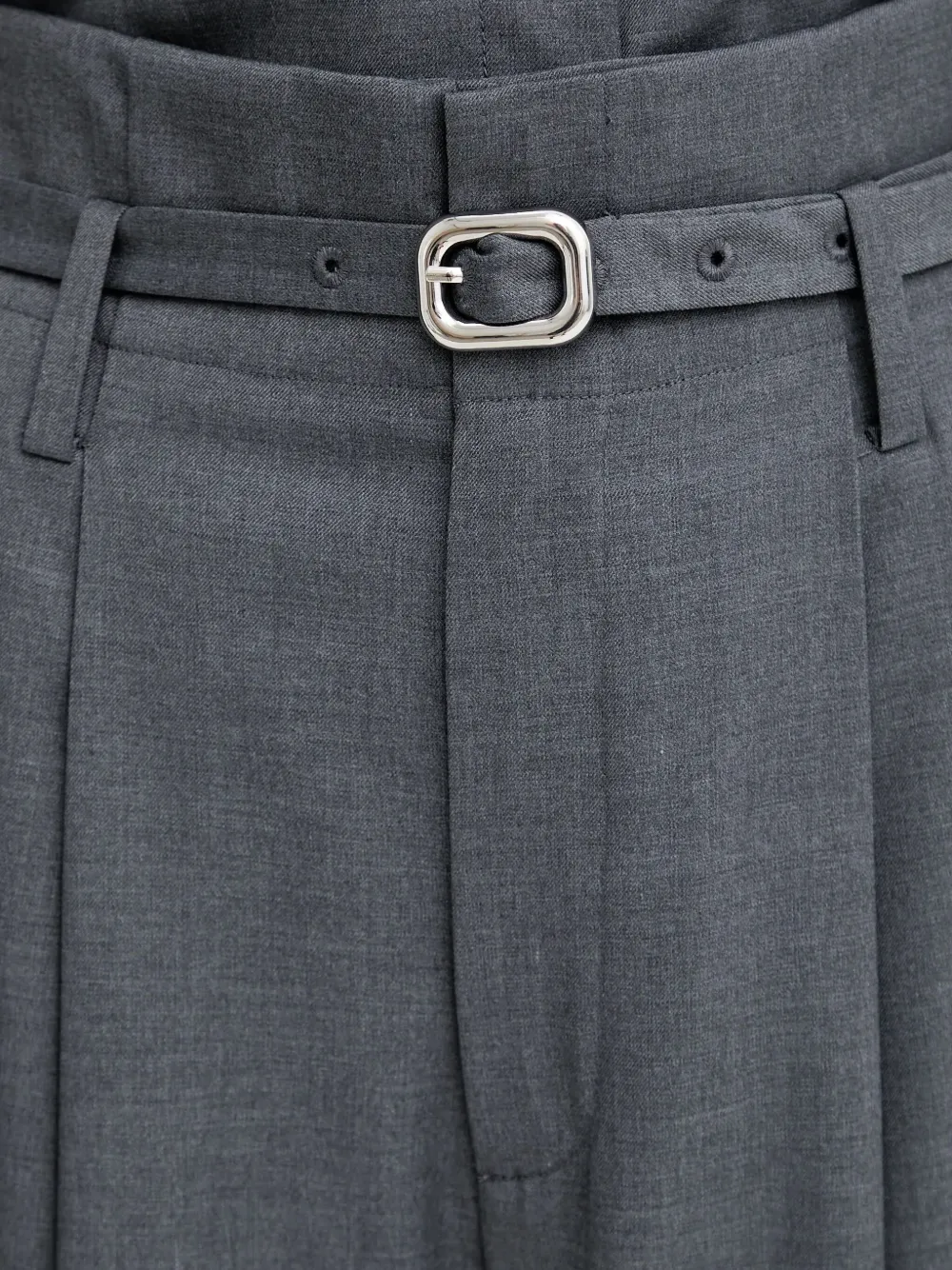 Isabelle Blanche Belted Pleated Palazzo Pants In Gray